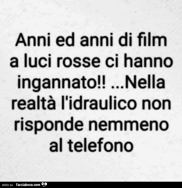 Anni ed anni di film a luci rosse ci hanno ingannato! Nella realtà l'idraulico non risponde nemmeno al telefono