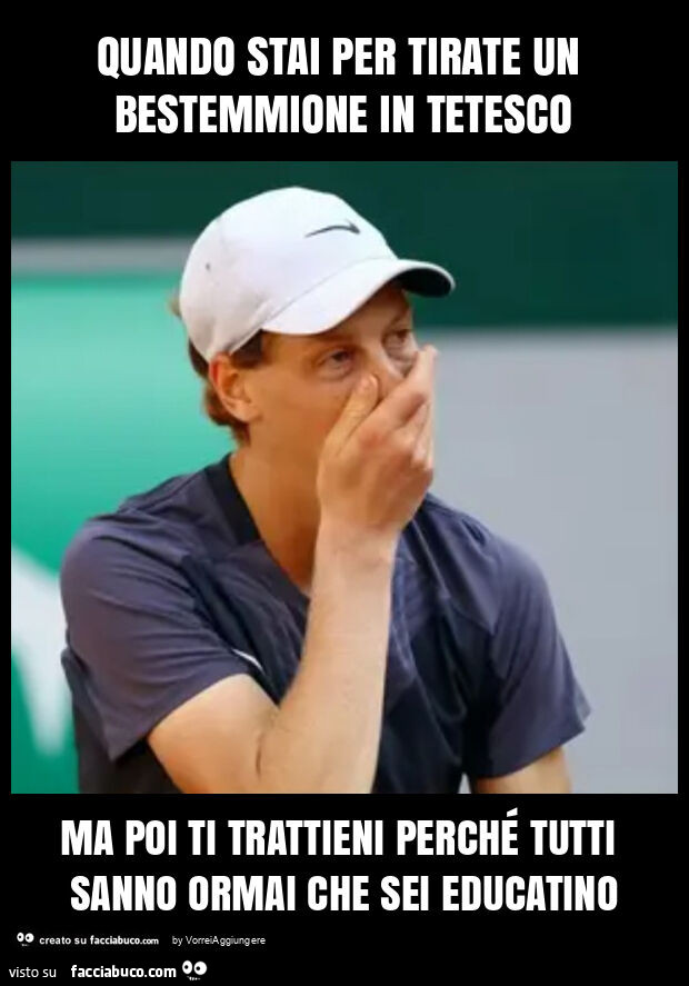 Quando stai per tirate un bestemmione in tetesco ma poi ti trattieni perché tutti sanno ormai che sei educatino