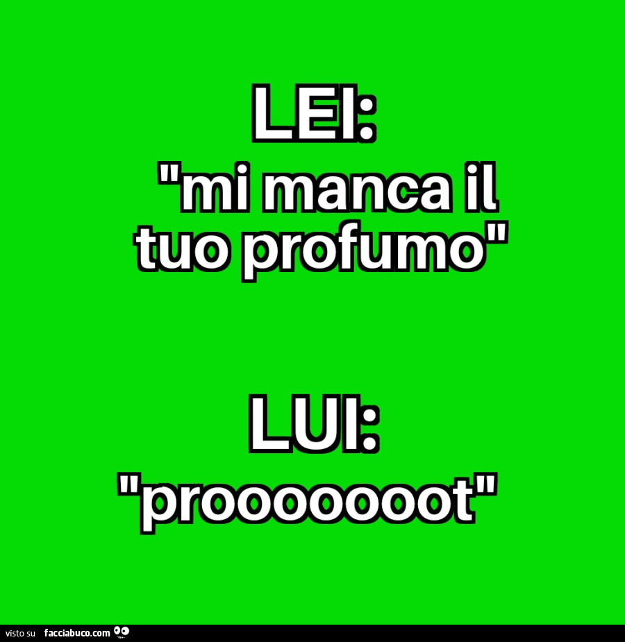 Lei: mi manca il tuo profumo. Lui: prooooooot