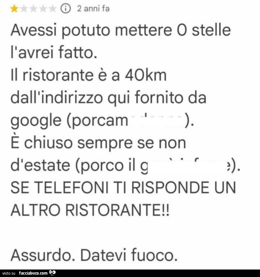 Avessi potuto mettere 0 stelle l'avrei fatto. Il ristorante è a 40km dall'indirizzo qui fornito da google