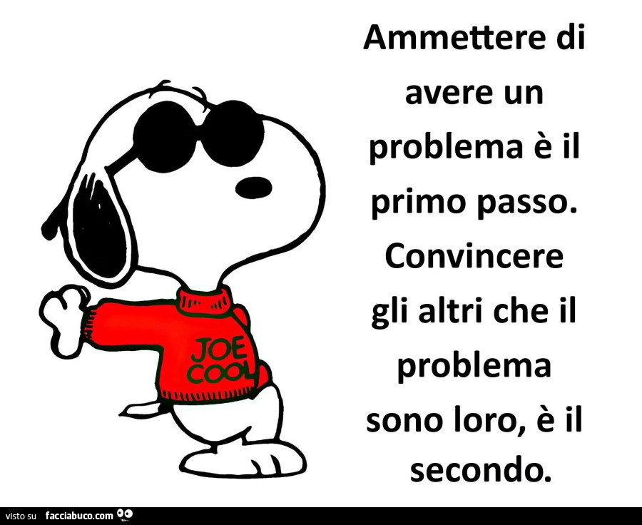 Ammettere di avere un problema è il primo passo. Convincere gli altri che il problema sono loro, è il secondo