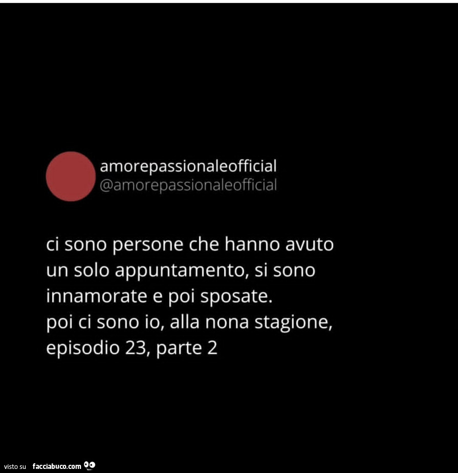 Ci sono persone che hanno avuto un solo appuntamento, si sono innamorate e poi sposate. Poi ci sono io, alla nona stagione, episodio 23, parte 2