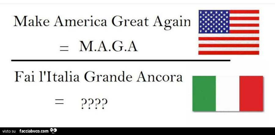 Make america great again. Fai l'italia grande ancora