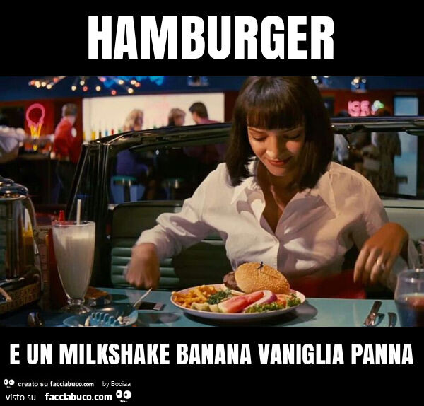 Hamburger e un milkshake banana vaniglia panna