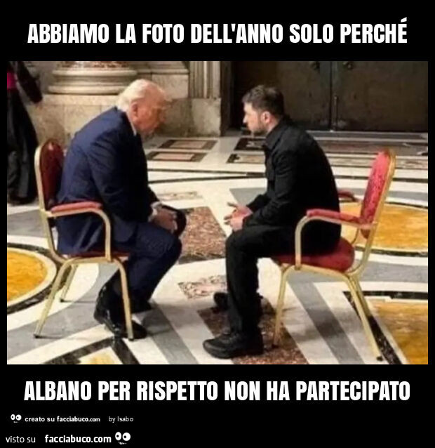 Abbiamo la foto dell'anno solo perché albano per rispetto non ha partecipato trump donald zelenskyj