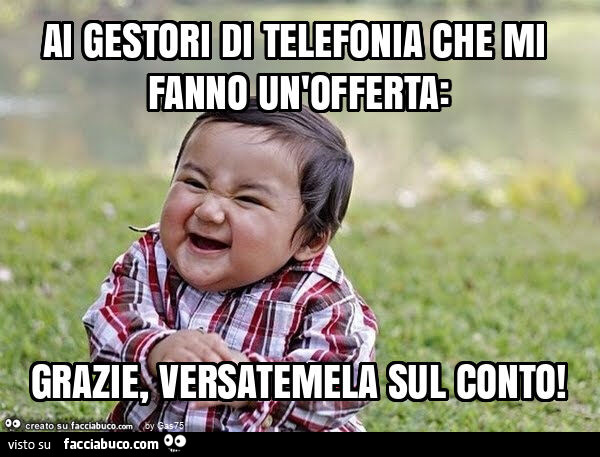 Ai gestori di telefonia che mi fanno un'offerta: grazie, versatemela sul conto