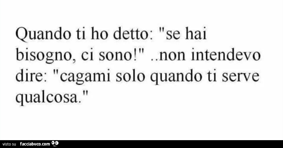 Quando ti ho detto: se hai bisogno, ci sono! Non intendevo dire: cagami solo quando ti serve qualcosa