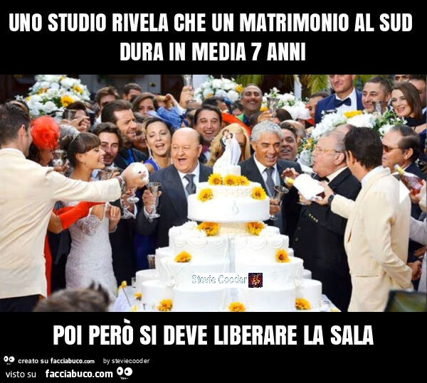Uno studio rivela che un matrimonio al sud dura in media 7 anni poi però si deve liberare la sala