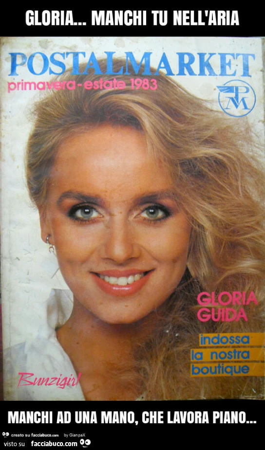 Gloria&hellip; manchi tu nell'aria manchi ad una mano, che lavora piano
