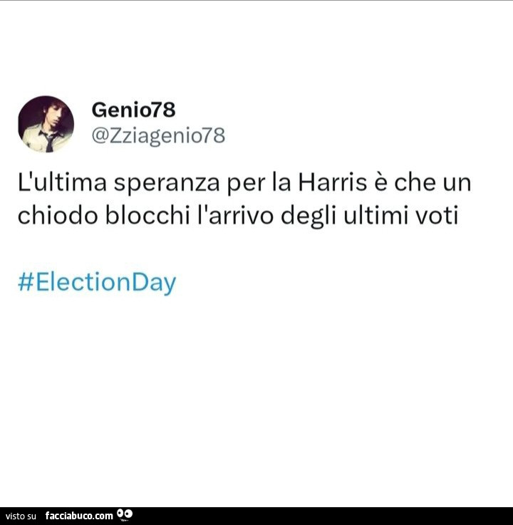 L'ultima speranza per la harris è che un chiodo blocchi l'arrivo degli ultimi voti