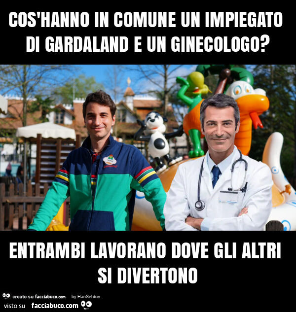 Cos'hanno in comune un impiegato di gardaland e un ginecologo? Entrambi lavorano dove gli altri si divertono