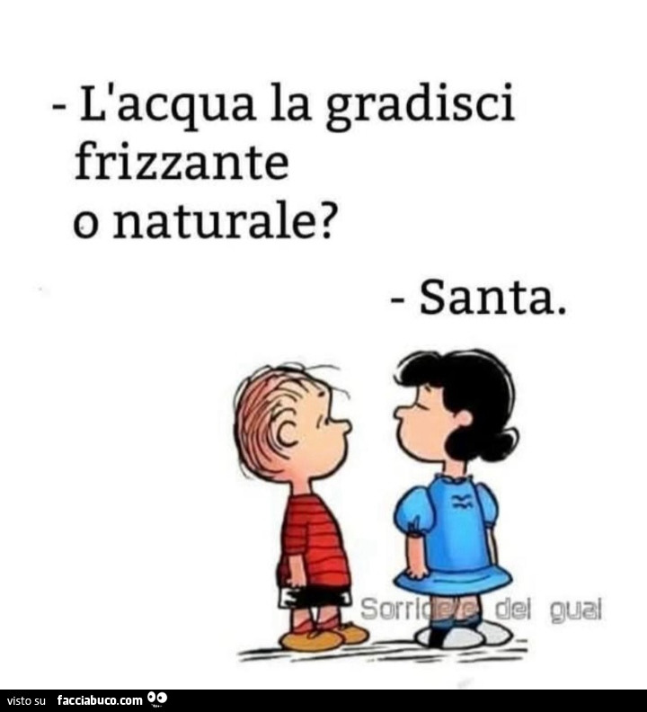 L'acqua la gradisci frizzante o naturale? Santa