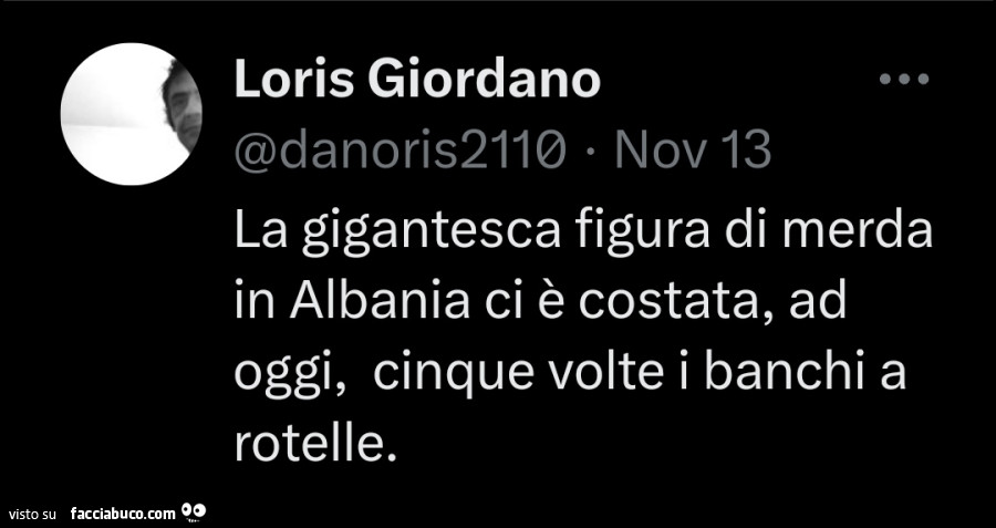 La gigantesca figura di merda in albania ci è costata, ad oggi, cinque volte i banchi a rotelle