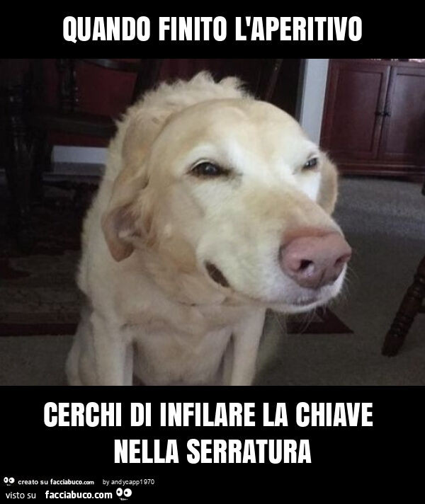 Quando finito l'aperitivo cerchi di infilare la chiave nella serratura
