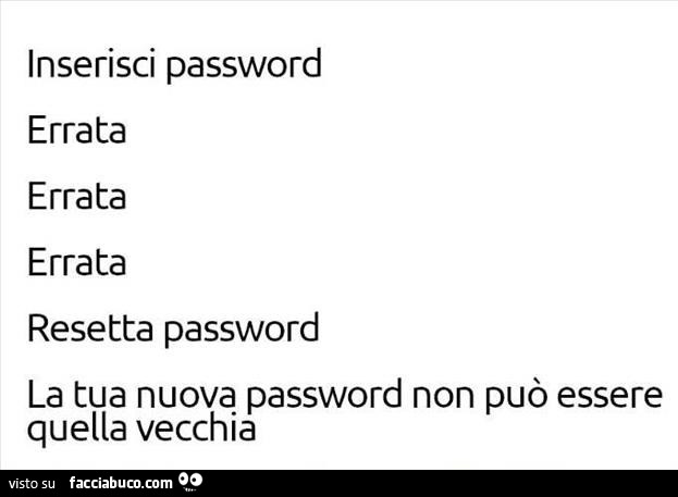 Inserisci password errata errata errata resetta password la tua nuova password non può essere quella vecchia
