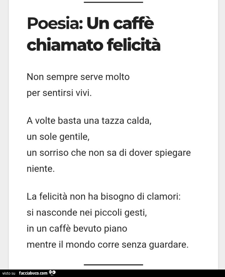Poesia: un caffè chiamato felicità