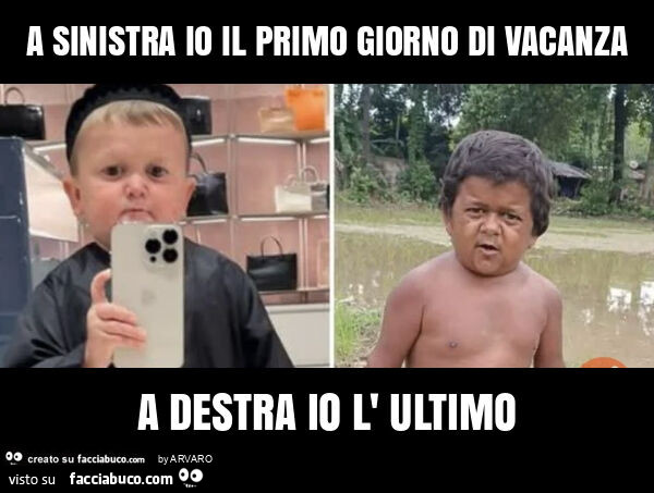 A sinistra io il primo giorno di vacanza a destra io l' ultimo