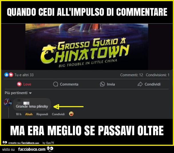 Quando cedi all'impulso di commentare ma era meglio se passavi oltre