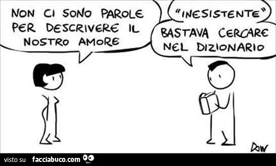 Non ci sono parole per descrivere il nostro amore. Inesistente bastava cercare nel dizionario