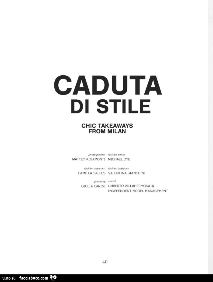 Caduta di stile. Chic takeaways from milan