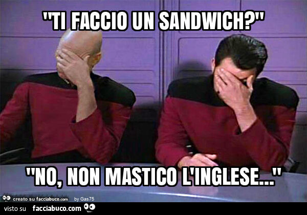 "ti faccio un sandwich? " "No, non mastico l'inglese… "