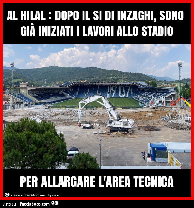 Al hilal: dopo il si di inzaghi, sono già iniziati i lavori allo stadio per allargare l'area tecnica