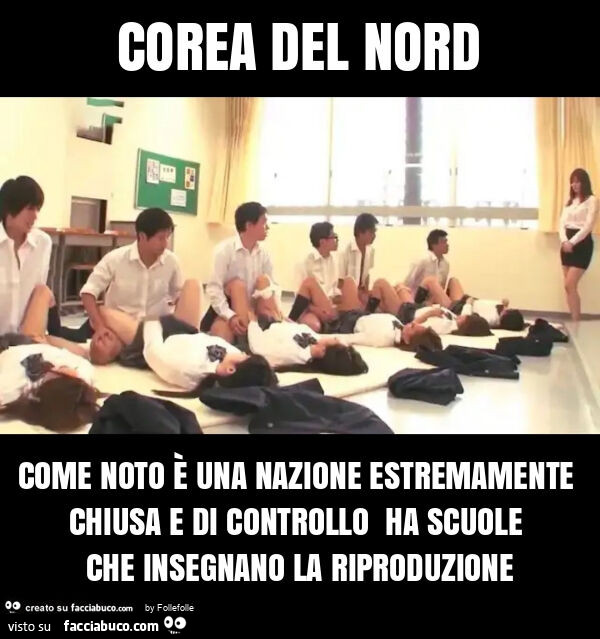 Corea del nord come noto è una nazione estremamente chiusa e di controllo ha scuole che insegnano la riproduzione