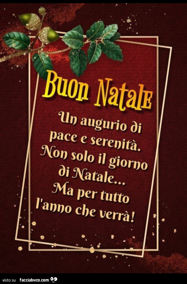 Buon Natale, un augurio di pace e serenità. Non solo il giorno di natale… ma per tutto l'anno che verrà