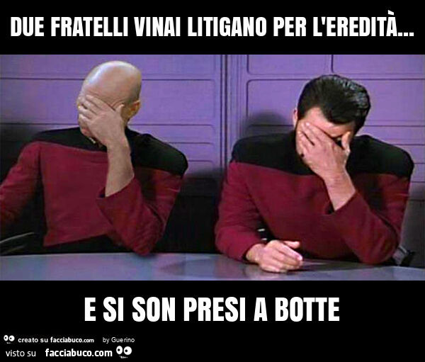 Due fratelli vinai litigano per l'eredità… e si son presi a botte