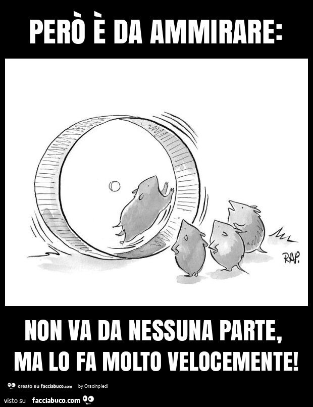 Però è da ammirare: non va da nessuna parte, ma lo fa molto velocemente