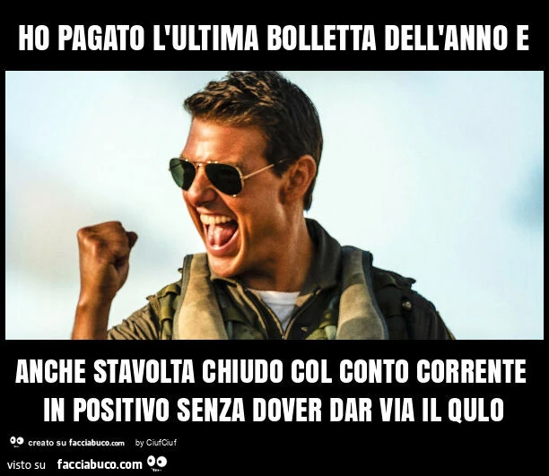 Ho pagato l'ultima bolletta dell'anno e anche stavolta chiudo col conto corrente in positivo senza dover dar via il qulo