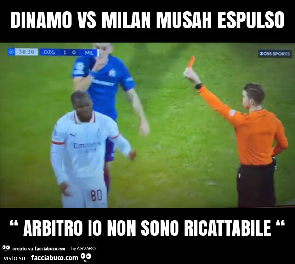 Dinamo vs milan musah espulso “ arbitro io non sono ricattabile “