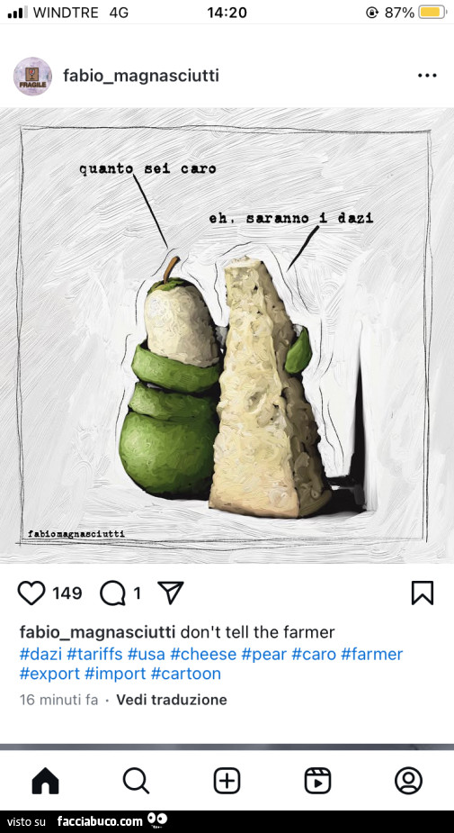 Quanto sei caro. Eh saranno i dazi