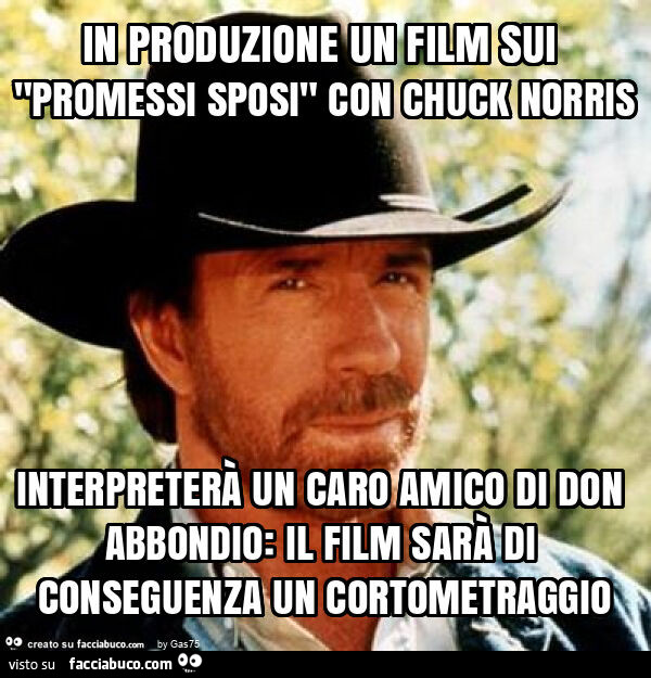 In produzione un film sui "promessi sposi" con chuck norris interpreterà un caro amico di don abbondio: il film sarà di conseguenza un cortometraggio