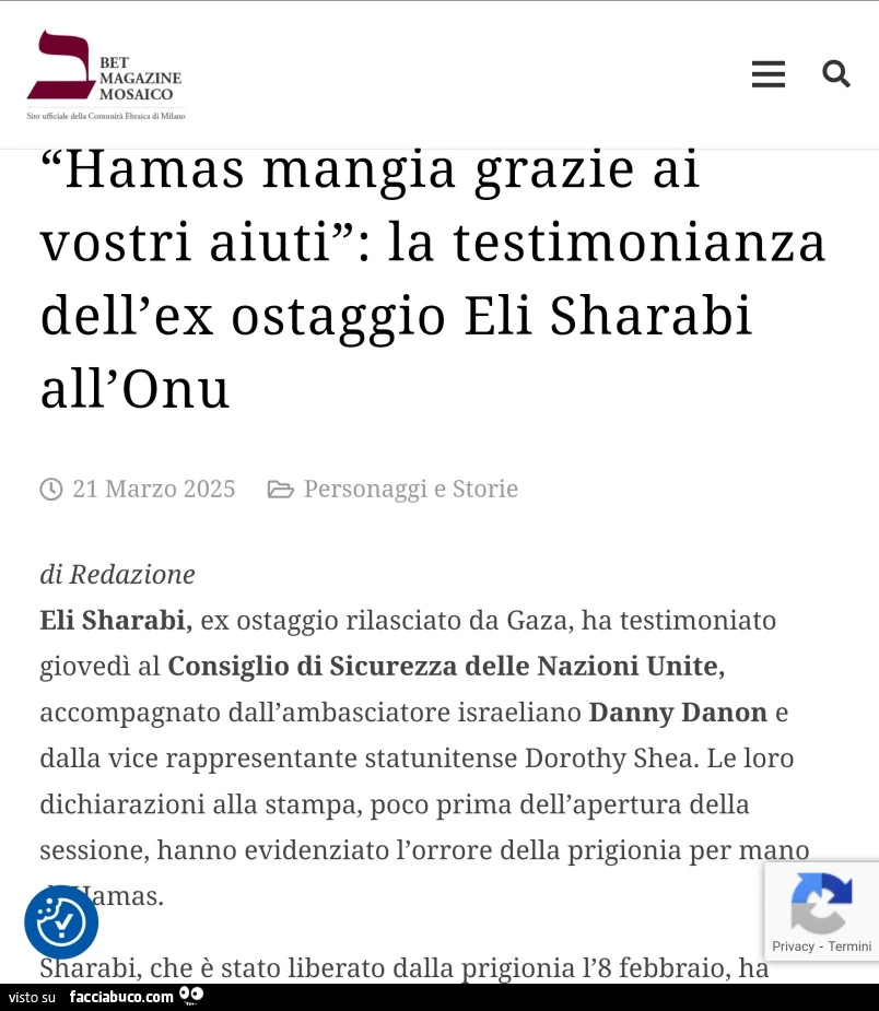Hamas mangia grazie ai vostri aiuti: la testimonianza dell'ex ostaggio eli sharabi all'onu