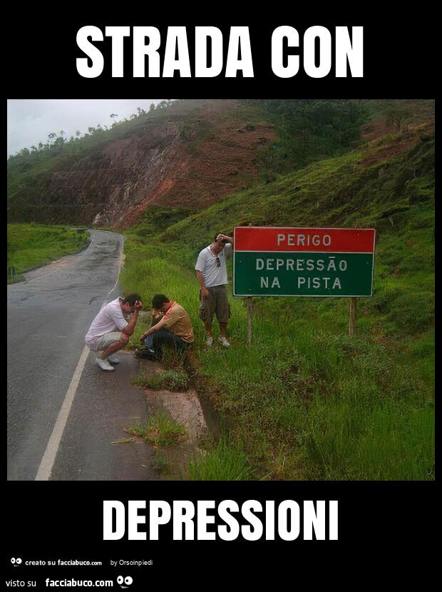 Strada con depressioni