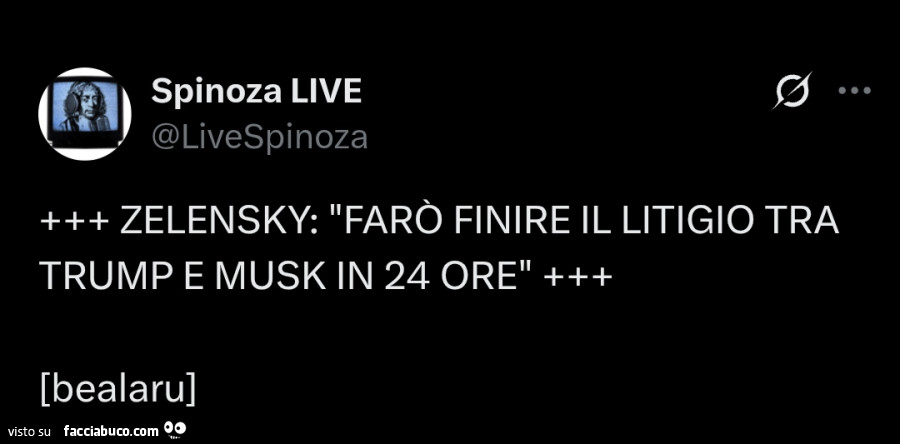 Zelensky: farò finire il litigio tra trump e musk in 24 ore