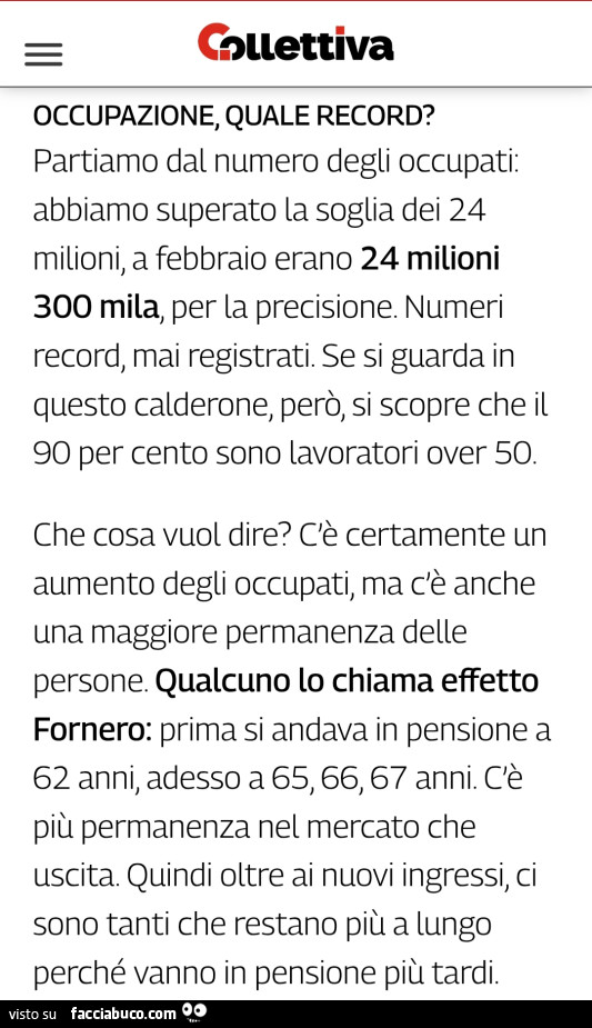 Occupazione, quale record? Partiamo dal numero degli occupati: abbiamo superato la soglia dei 24 milioni