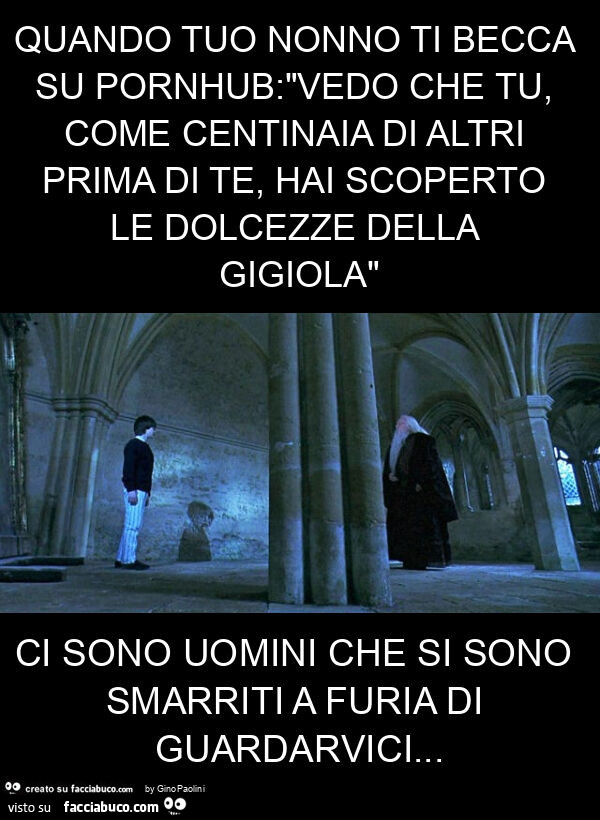 Quando tuo nonno ti becca su pornhub: "vedo che tu, come centinaia di altri prima di te, hai scoperto le dolcezze della gigiola" ci sono uomini che si sono smarriti a furia di guardarvici