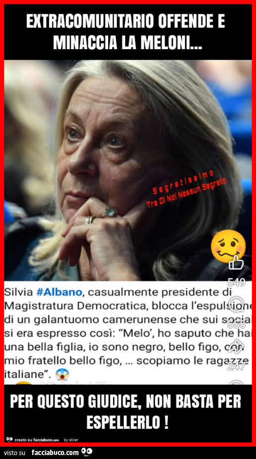 Extracomunitario offende e minaccia la meloni… per questo giudice, non basta per espellerlo