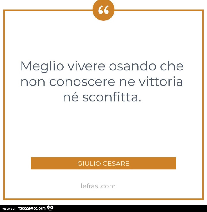 Meglio vivere osando che non conoscere ne vittoria né sconfitta. Giulio Cesare