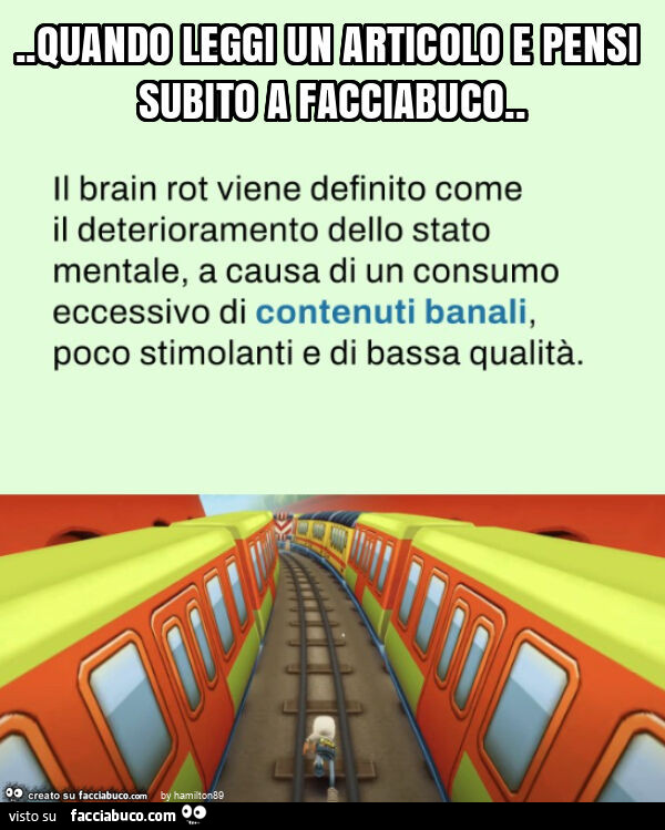 Quando leggi un articolo e pensi subito a facciabuco