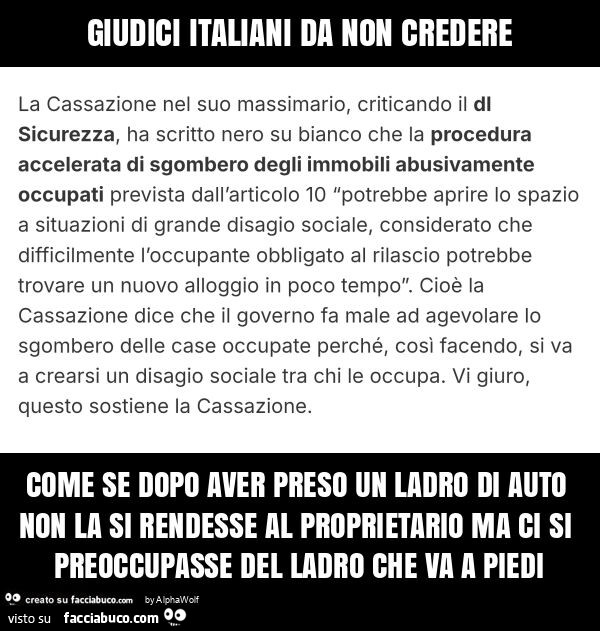 Giudici italiani da non credere come se dopo aver preso un ladro di auto non la si rendesse al proprietario ma ci si preoccupasse del ladro che va a piedi