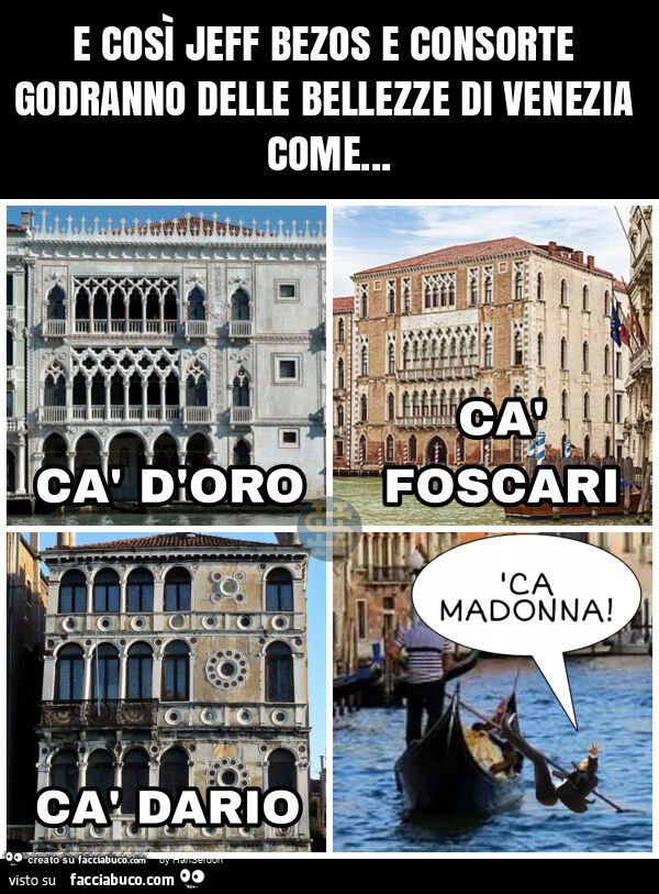 E così jeff bezos e consorte godranno delle bellezze di venezia come