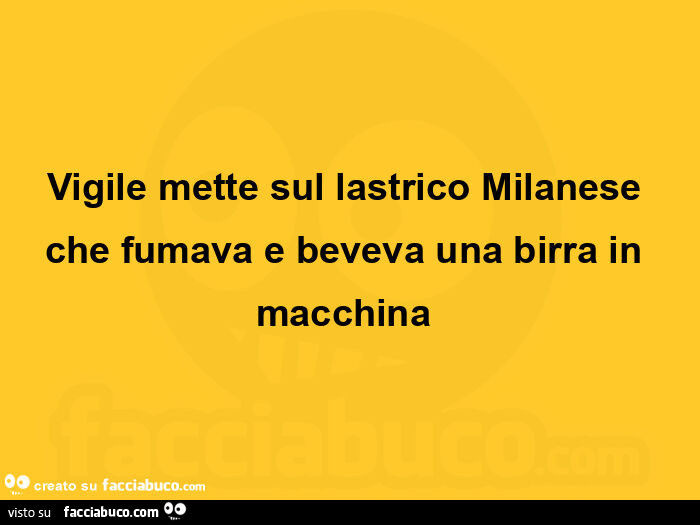 Vigile mette sul lastrico milanese che fumava e beveva una birra in macchina 