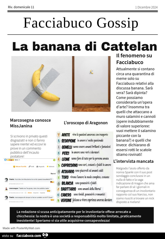 Facciabuco gossip la banana di cattelan