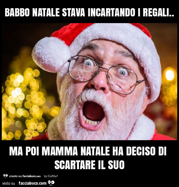 Babbo natale stava incartando i regali. Ma poi mamma natale ha deciso di scartare il suo