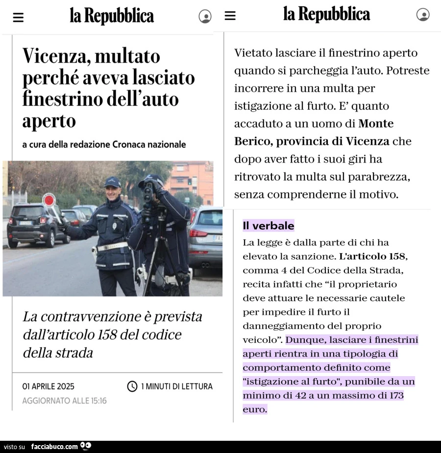 Vicenza, multato perchรฉ aveva lasciato finestrino dell'auto aperto