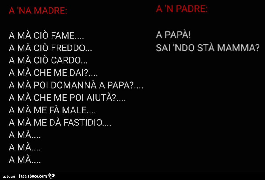 A 'na madre. A n padre