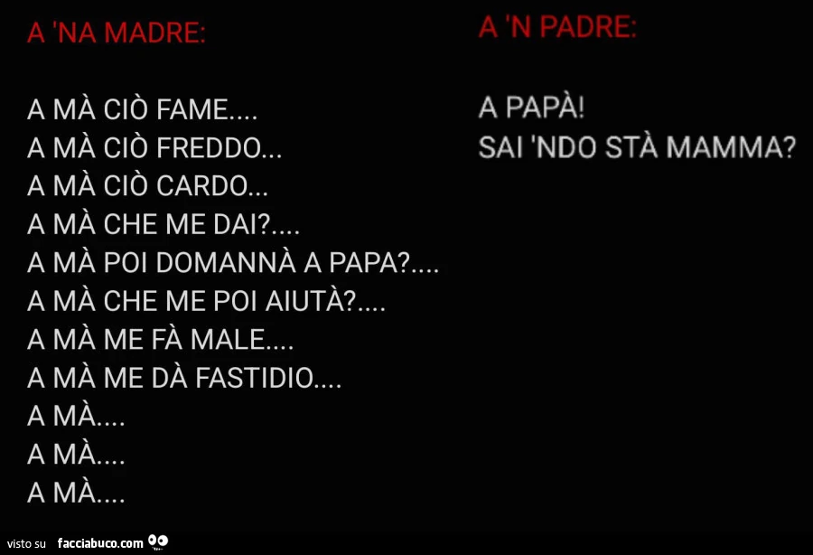 A 'na madre. A n padre